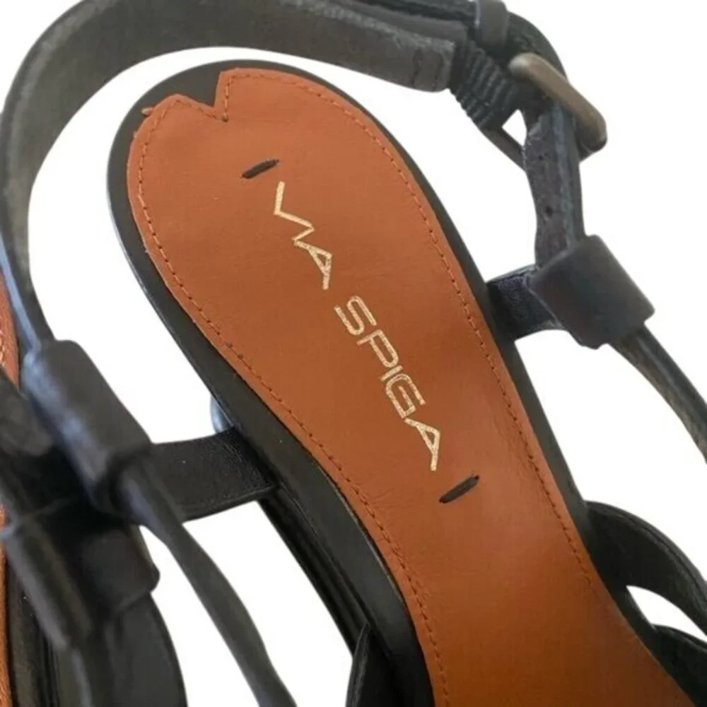 Via‎ Spiga Womens Black Wedge Sandals Size 7 NWOB